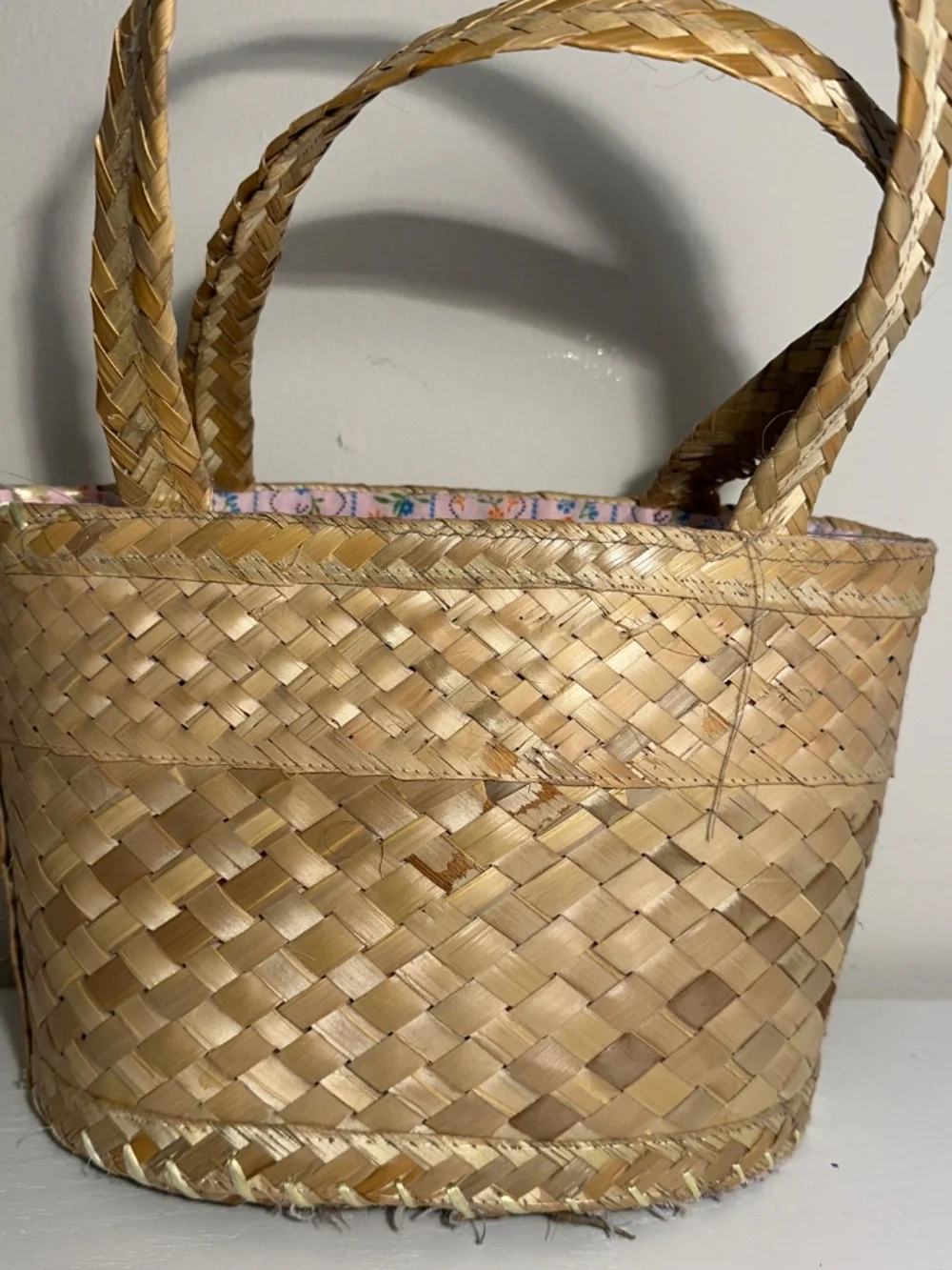 Handmade Hello Kitty Straw Woven Handbag Purse Small Tote Embroidered Beach Y2K